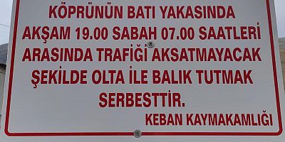 İlçemiz Kaymakam'ı Hasan Akbulut'un talimatı ile olta balıkçılığı serbest